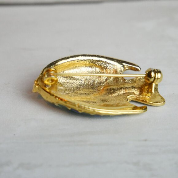 Vintage Enamel Rhinestones Tropical Fish Brooch Pin Metal - Picture 4 of 7